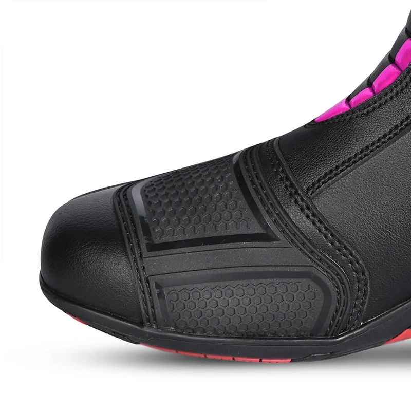 BELA STRIP PIEL BOTAS DE MOTO DE TOURING MUJER NEGRO ROSA FLOUR