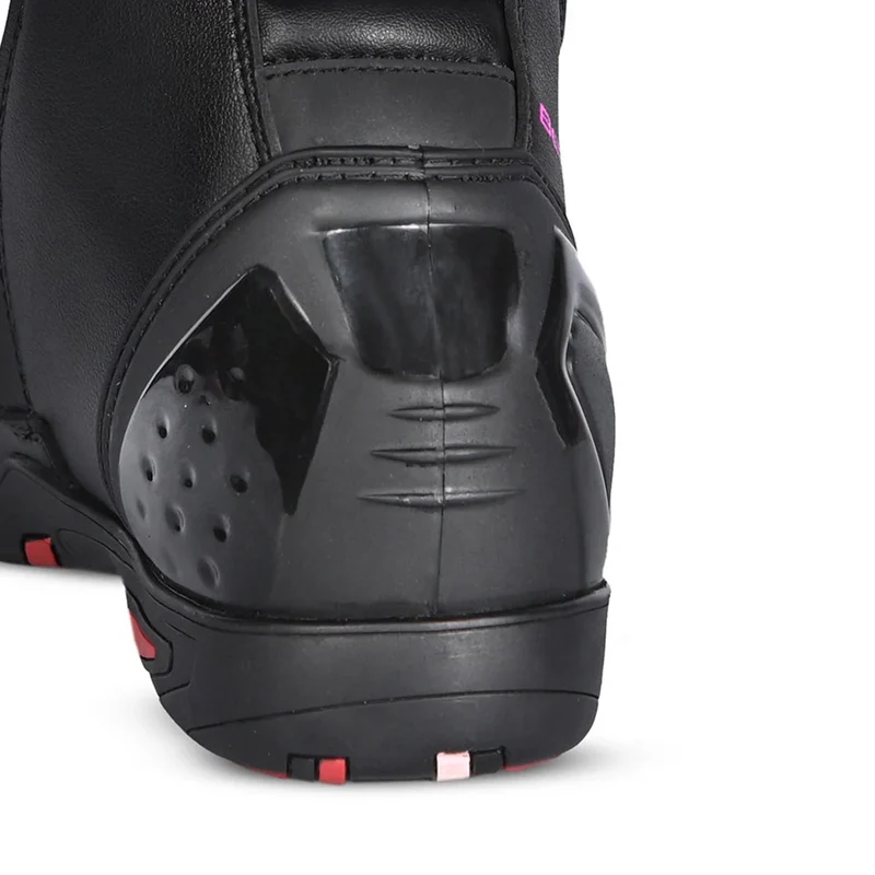 BELA STRIP PIEL BOTAS DE MOTO DE TOURING MUJER NEGRO ROSA FLOUR
