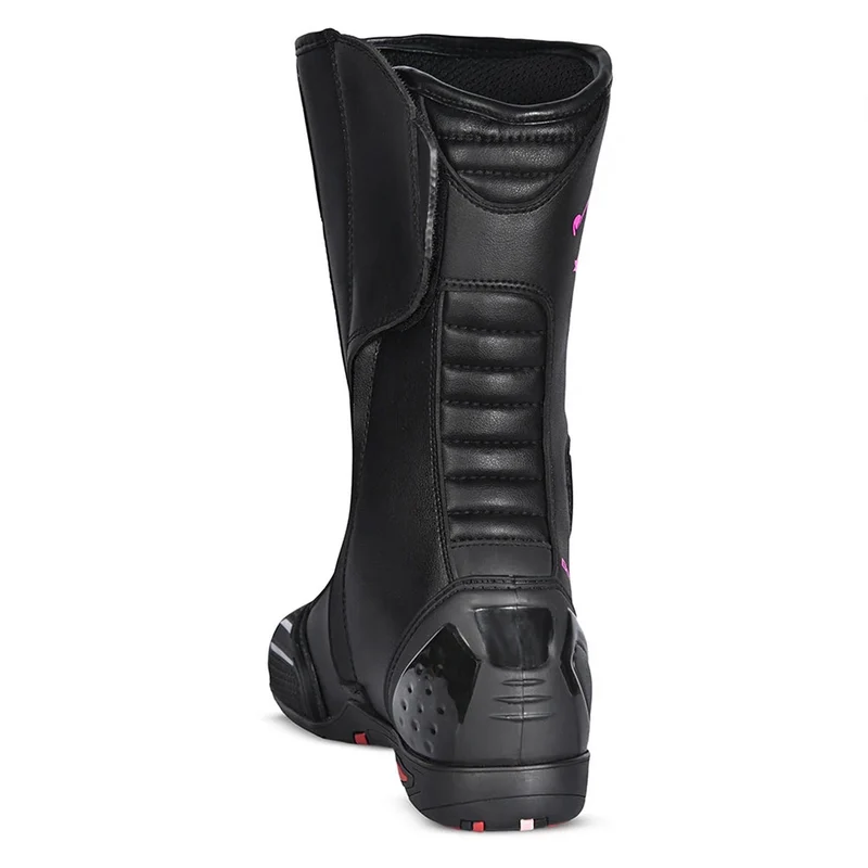 BELA STRIP PIEL BOTAS DE MOTO DE TOURING MUJER NEGRO ROSA FLOUR