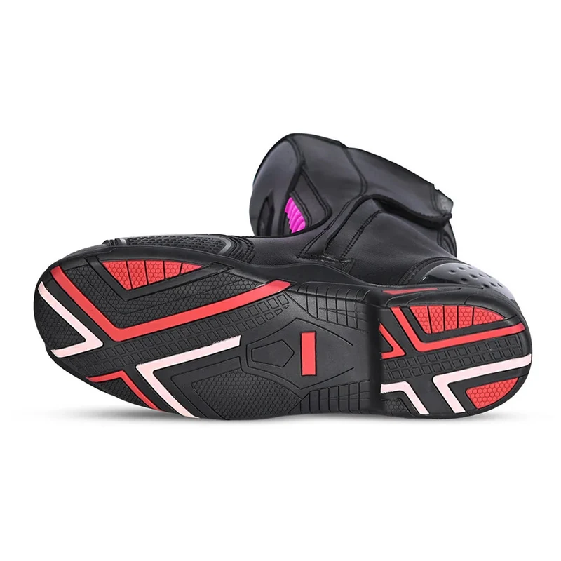 BELA STRIP PIEL BOTAS DE MOTO DE TOURING MUJER NEGRO ROSA FLOUR