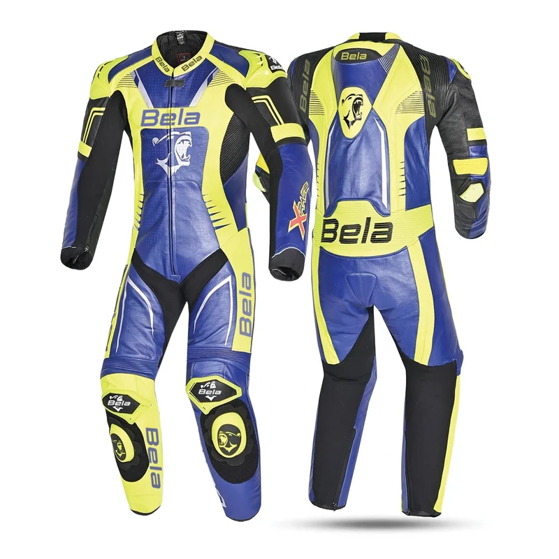 BELA X RACE 1 PC MONO DE MOTO AZUL AMARILLO FLUOR