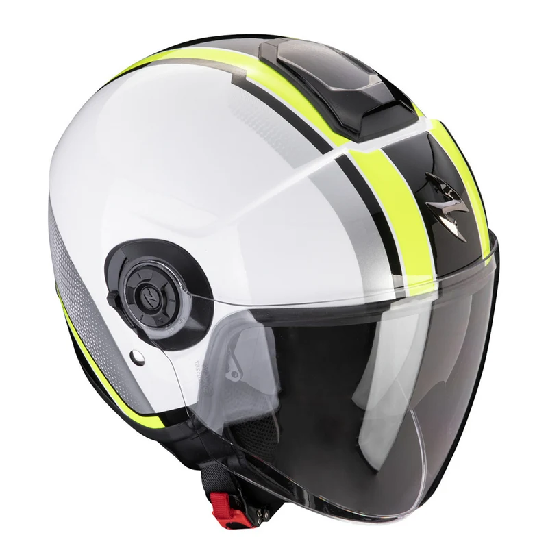 SCORPION EXO-CITY II VEL Abierto Jet Casco Blanco Amazillo neon
