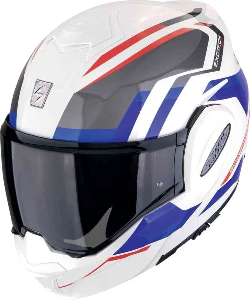 SCORPION EXO Tech Evo Furio de moto Casco modular Blanco Rojo Azul