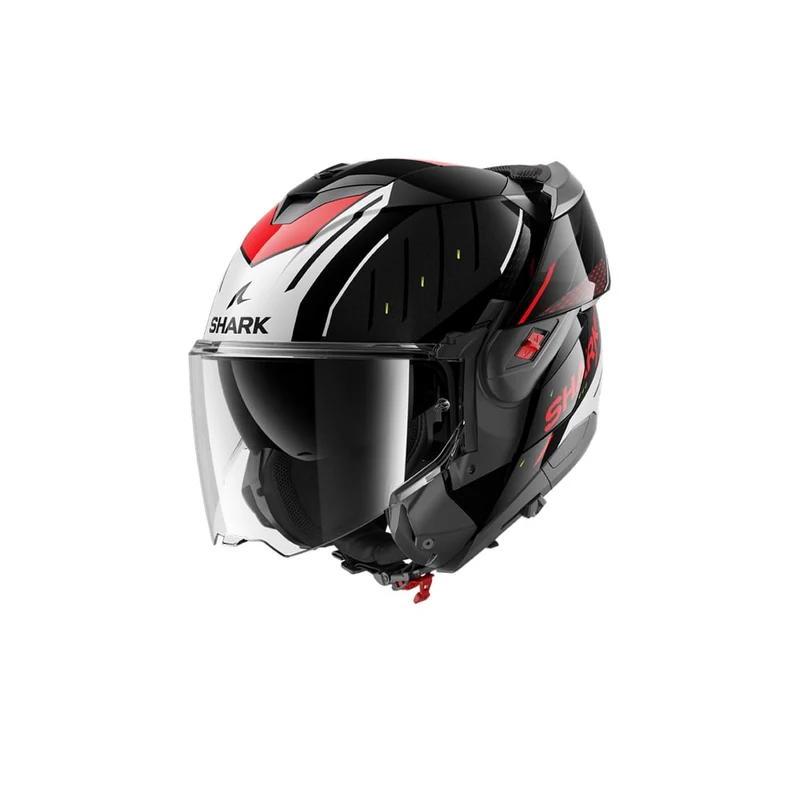 SHARK OXO RYDGER ABATIBLE MODULAR CASCO NEGRO PLATA ROJO