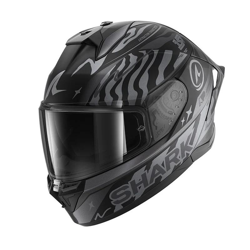 SHARK SKWAL CUP SPEED-FANCY Mat NEGRO Anthra Plata Casco De Moto