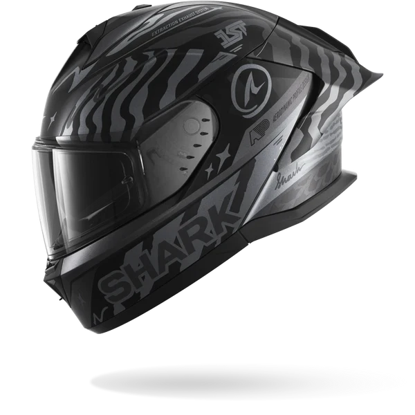 SHARK SKWAL CUP SPEED-FANCY Mat NEGRO Anthra Plata Casco De Moto