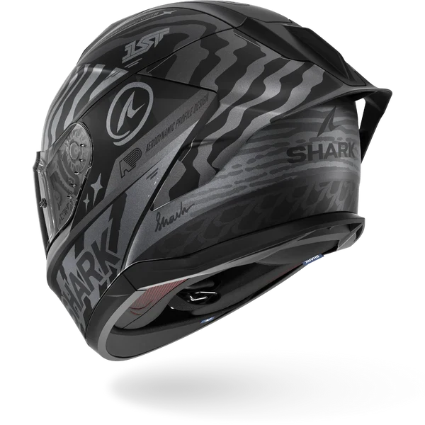 SHARK SKWAL CUP SPEED-FANCY Mat NEGRO Anthra Plata Casco De Moto
