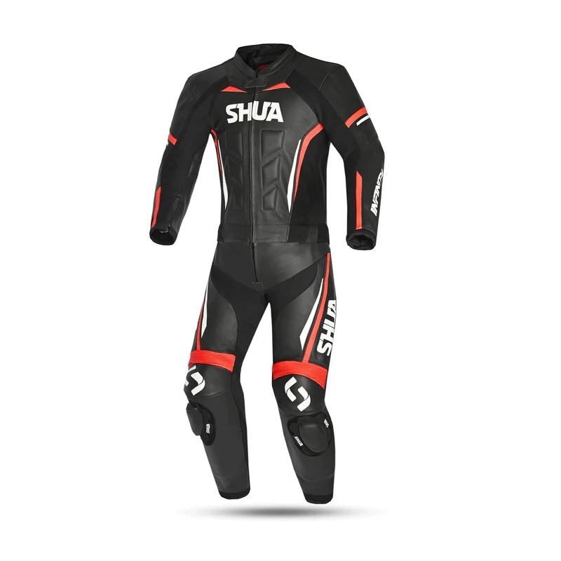 SHUA INFINITY 2 PC MONO DE MOTO HOMBRE NEGRO ROJO