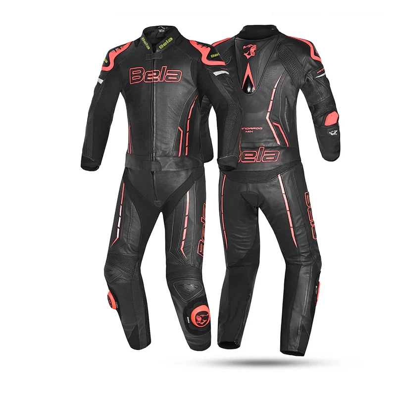 BELA ROCKET MIX KANGROO 2 PC MONO DE MOTO HOMBRE PIEL NEGRO ROJO