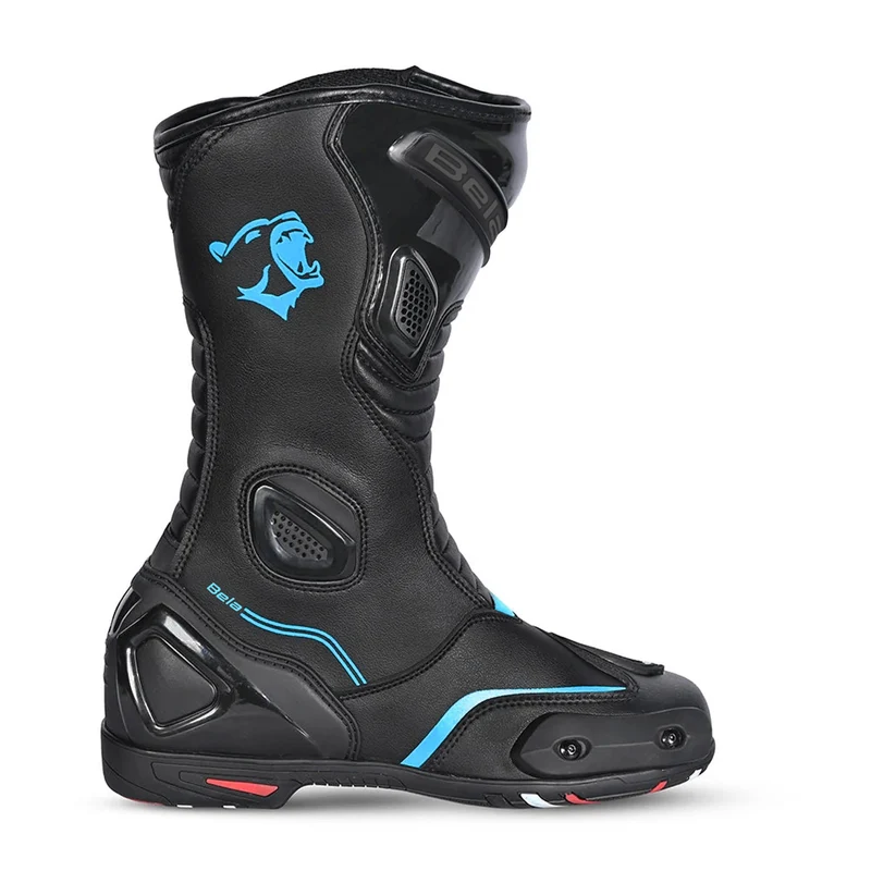 BELA STRIP PIEL BOTAS DE MOTO MUJER TOURING NEGRO TURQUESA