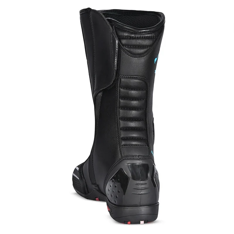 BELA STRIP PIEL BOTAS DE MOTO MUJER TOURING NEGRO TURQUESA