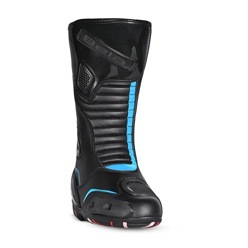 BELA STRIP PIEL BOTAS DE MOTO MUJER TOURING NEGRO TURQUESA