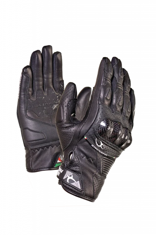 MUGENRACE FIGURATORE Cuero Moto Cortos Guantes Negros