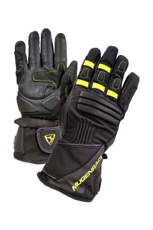 MUGENRACE PRIMO WINTTER Moto Largo Guantes Negro Amarillo Fluo
