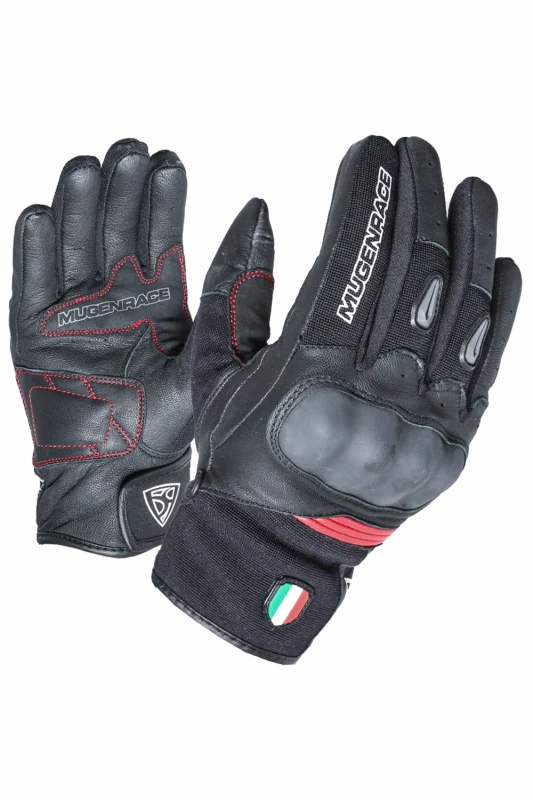 MUGENRACE G-MNR-1970 NEO CORTOS Moto Guantes Negro Rojo