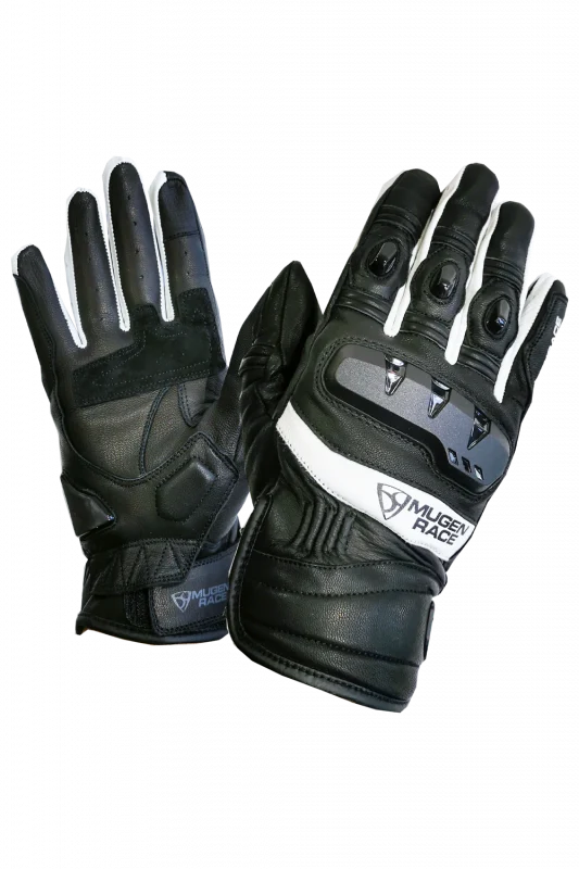 MUGENRACE G-MNR-2170 MULTI Moto Cortos Guantes Negro Blanco