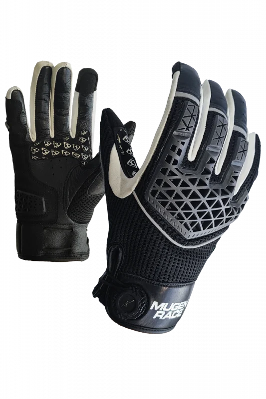 MUGENRACE X-Air Cortos Moto Cuero Guantes Negro Blanco
