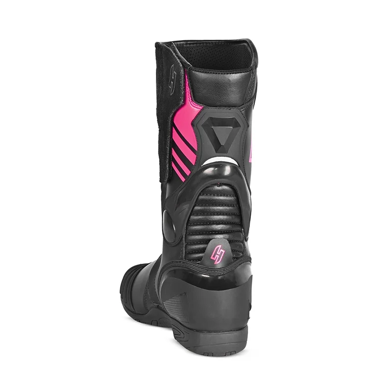 SHUA SUPER TECH BOTAS DE MOTO MUJER CARRERAS NEGRO ROSA