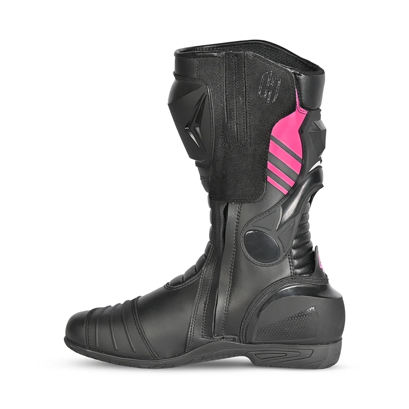 SHUA SUPER TECH BOTAS DE MOTO MUJER CARRERAS NEGRO ROSA