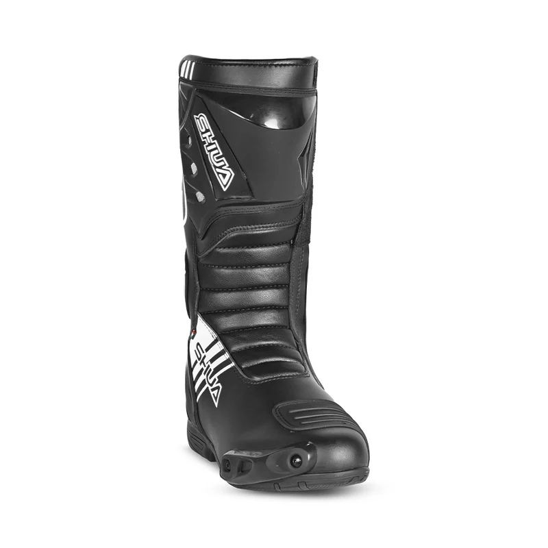 SHUA SUPER TECH BOTAS DE MOTO PIEL NEGRO BLANCO
