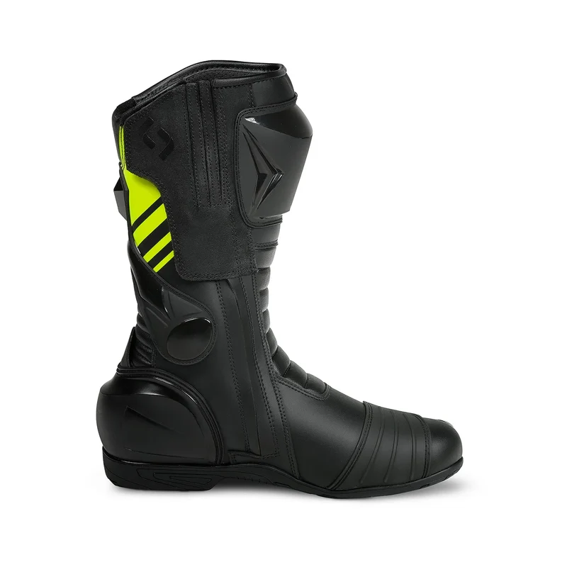 SHUA SUPER TECH BOTAS DE MOTO PIEL NEGRO AMARILLO FLOUR