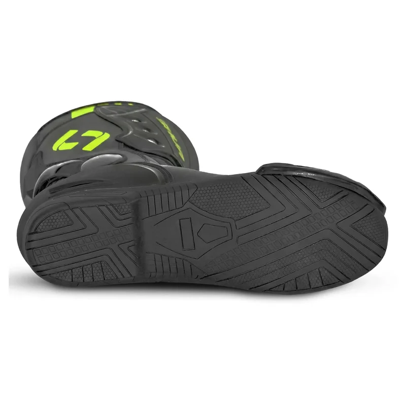 SHUA SUPER TECH BOTAS DE MOTO PIEL NEGRO AMARILLO FLOUR