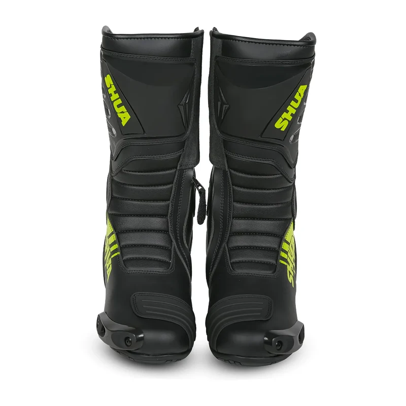 SHUA SUPER TECH BOTAS DE MOTO PIEL NEGRO AMARILLO FLOUR