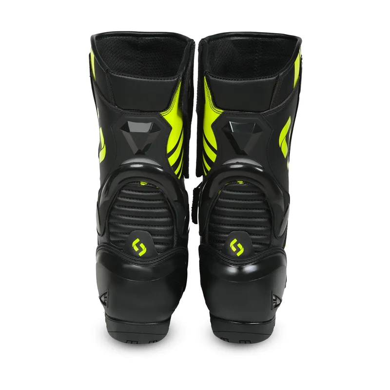 SHUA SUPER TECH BOTAS DE MOTO PIEL NEGRO AMARILLO FLOUR