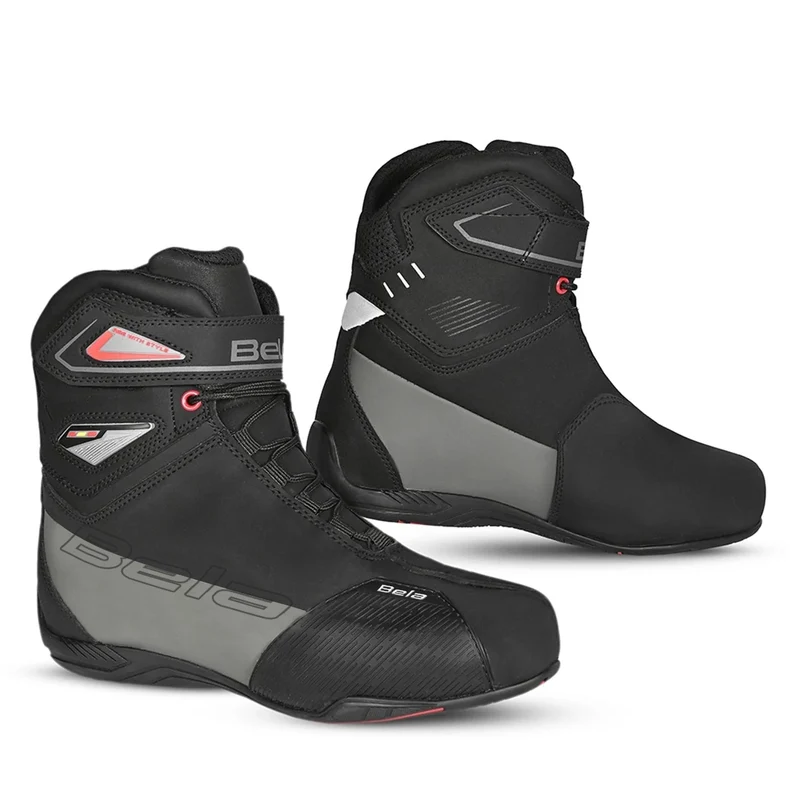 BELA BLAZE PIEL BOTAS DE MOTO DE HOMBRE NEGRO GRIS