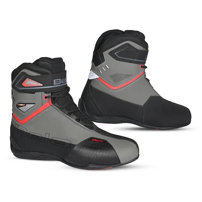BELA BLAZE MAN BOTAS DE MOTO PIEL NEGRO GRIS ROJO