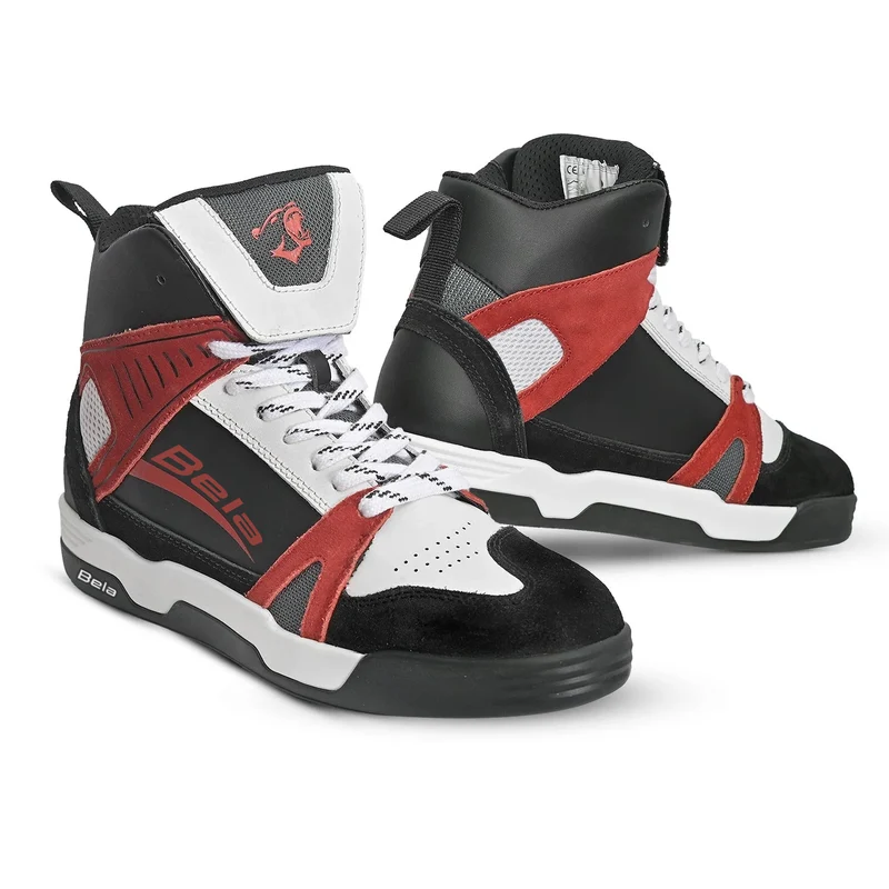 BELA ROVER BOTAS DE MOTO URBANAS DE HOMBRE NEGRO BLANCO ROJO
