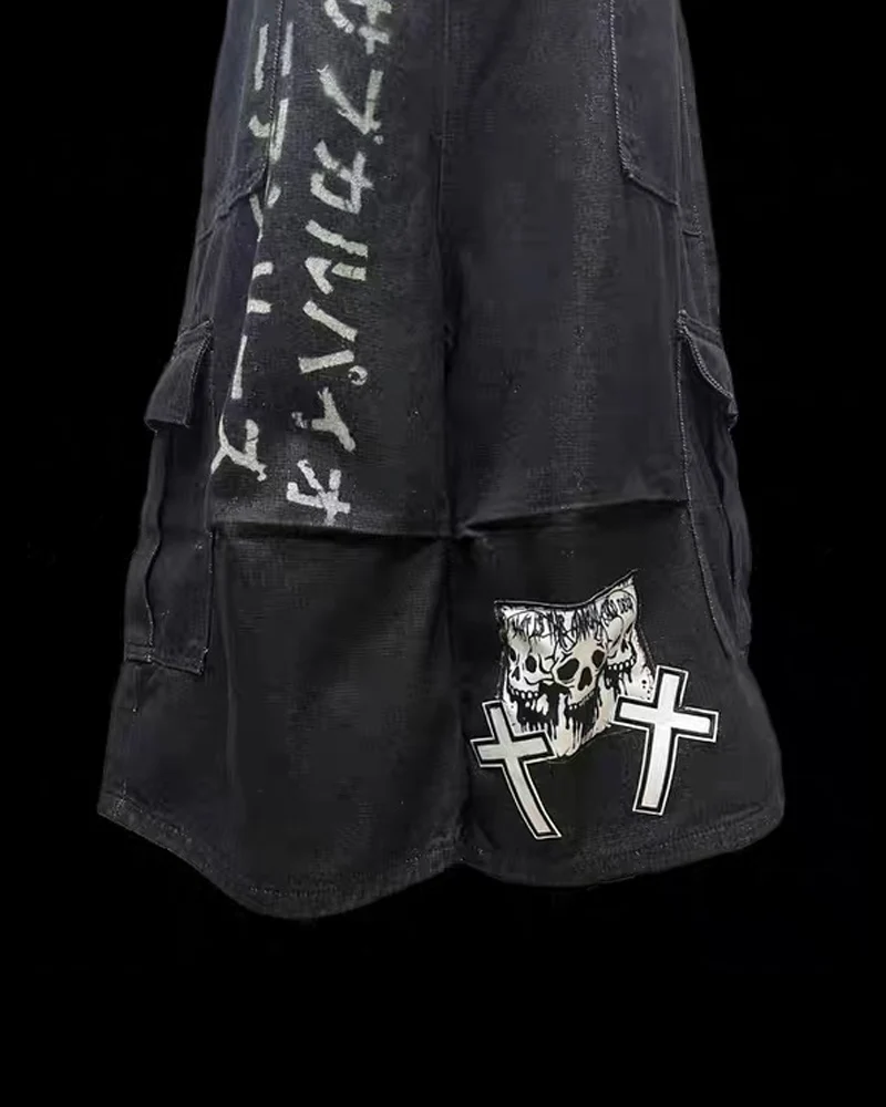 Street Washed Chains Denim Baggy Jorts