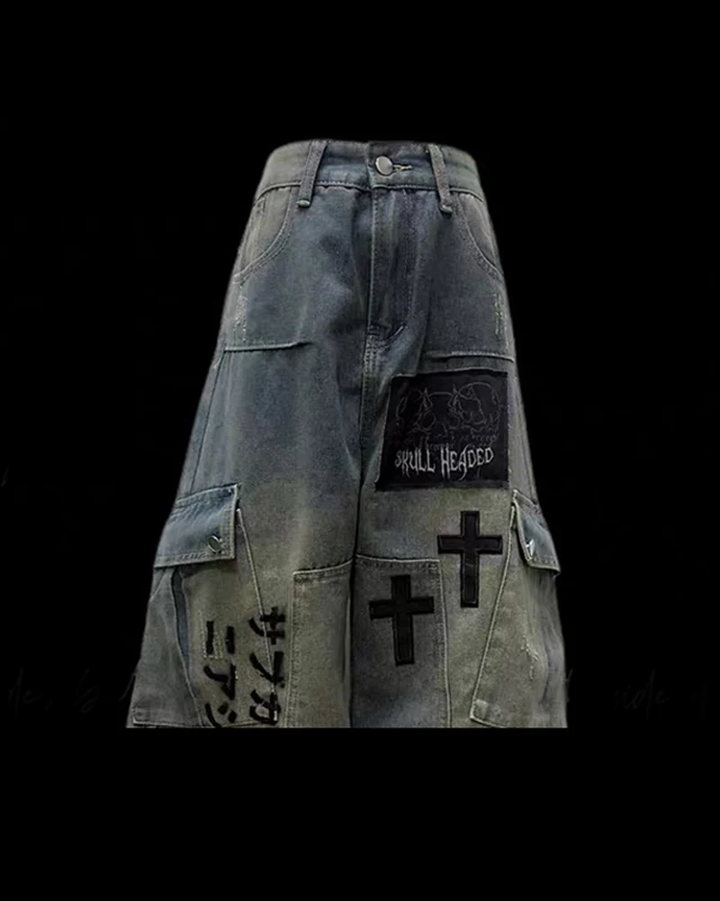 Street Washed Chains Denim Pants | Y2K Jeans
