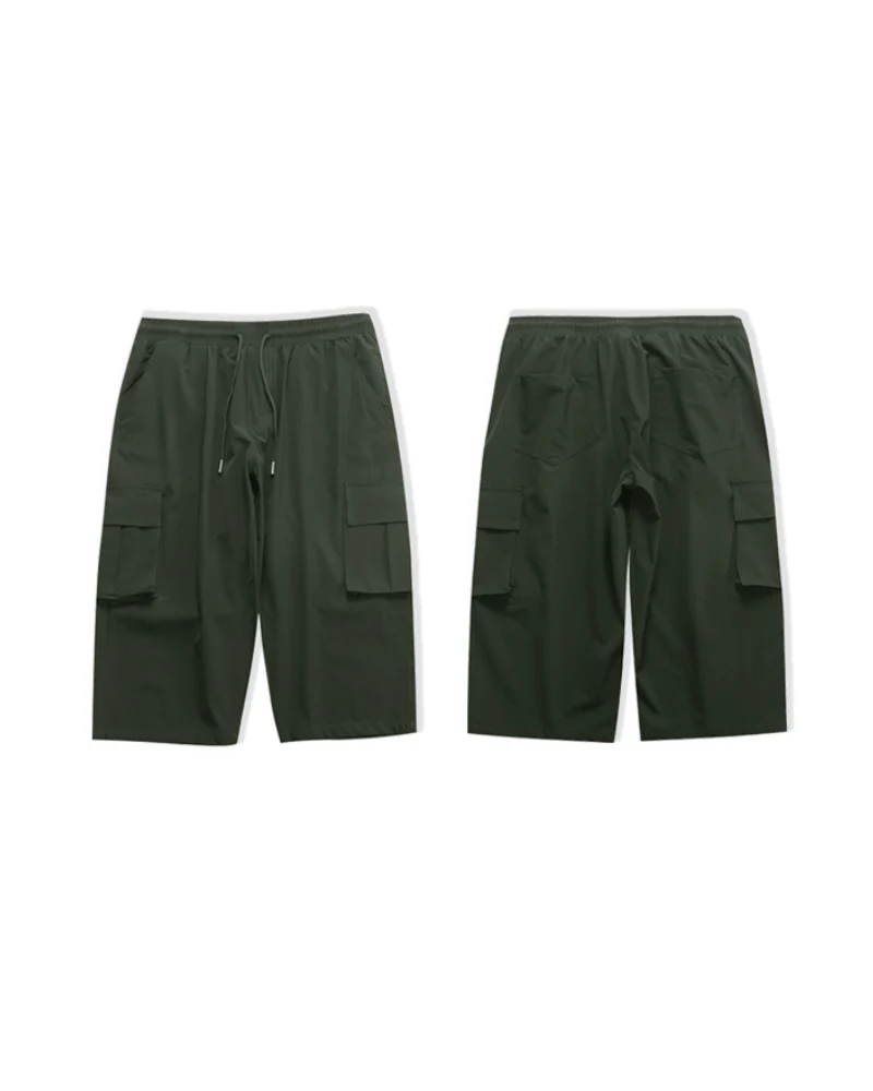 Techwear Men's Summer Ice Silk Cargo Capri Shorts