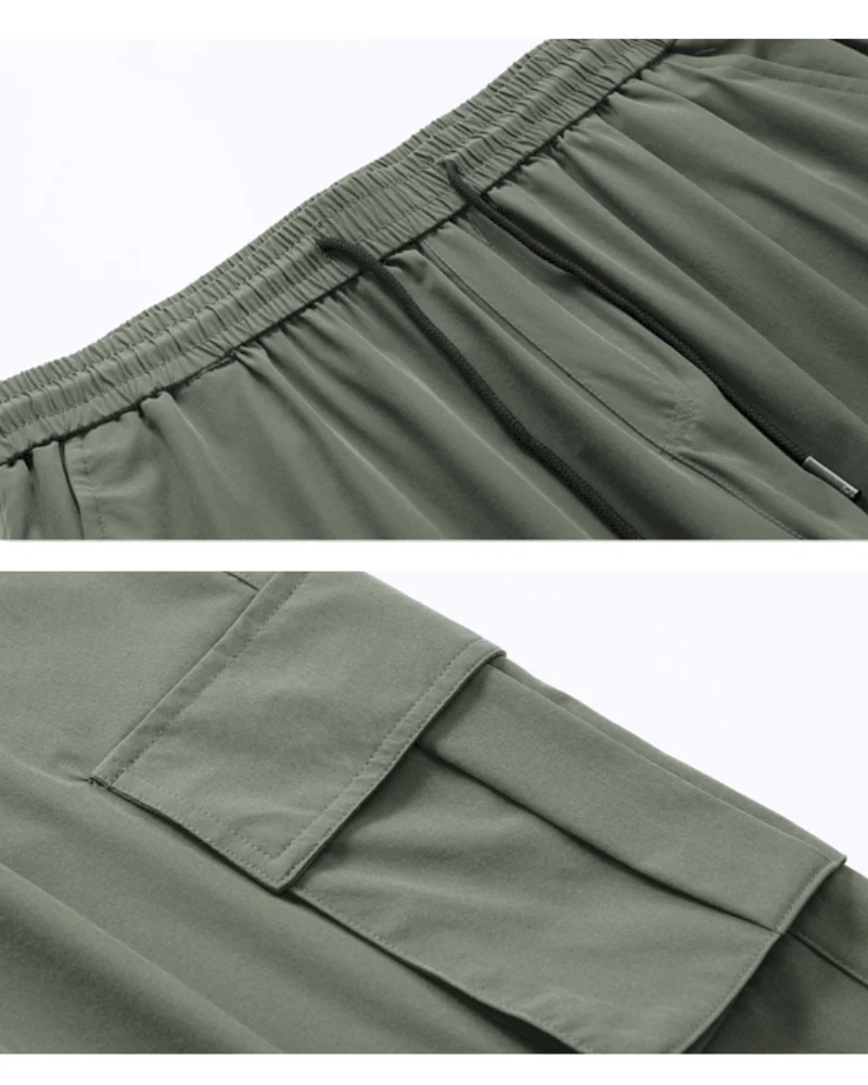 Techwear Men's Summer Ice Silk Cargo Capri Shorts