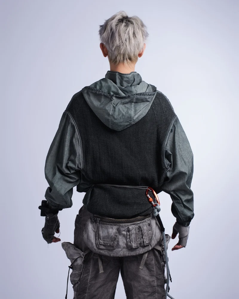 Steampunk Post-Apocalyptic Outdoor Distressed Stand Collar Hoodie