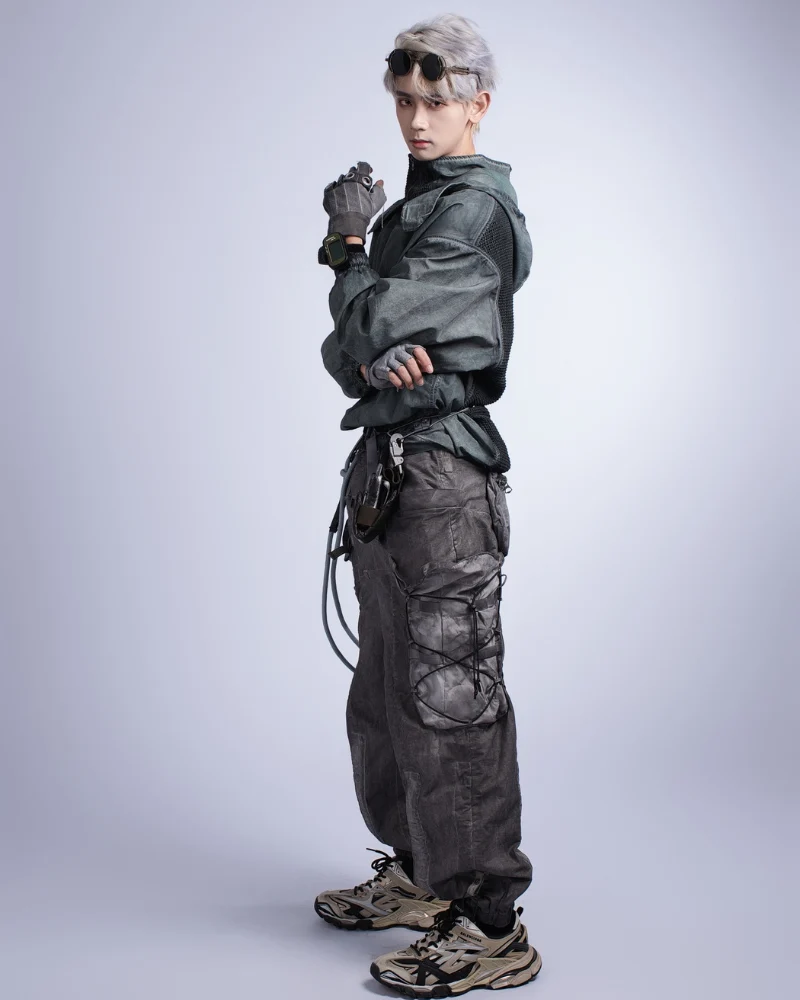 Steampunk Post-Apocalyptic Outdoor Distressed Stand Collar Hoodie