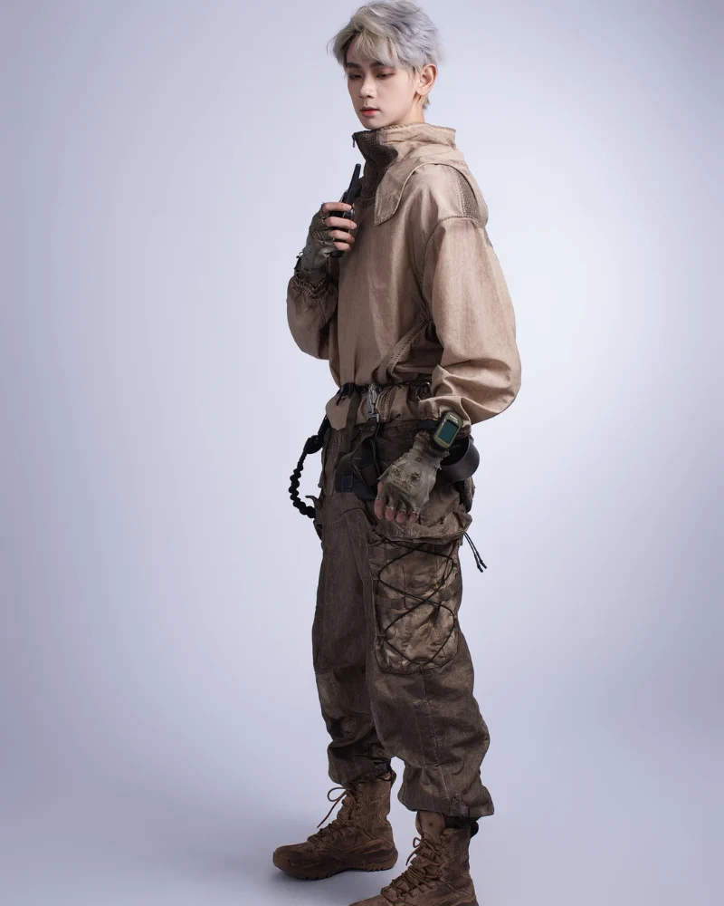 Steampunk Post-Apocalyptic Outdoor Distressed Stand Collar Hoodie