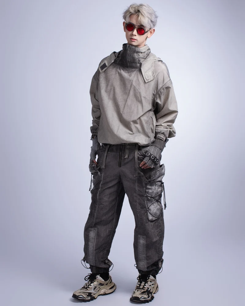 Steampunk Post-Apocalyptic Outdoor Distressed Stand Collar Hoodie