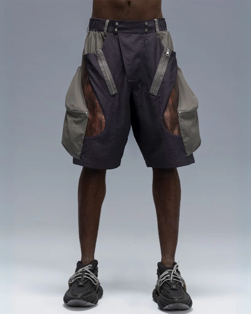 XIPHEVIL Cyberpunk Street-Style Star Arc Cocoon Pocket Shorts - Men