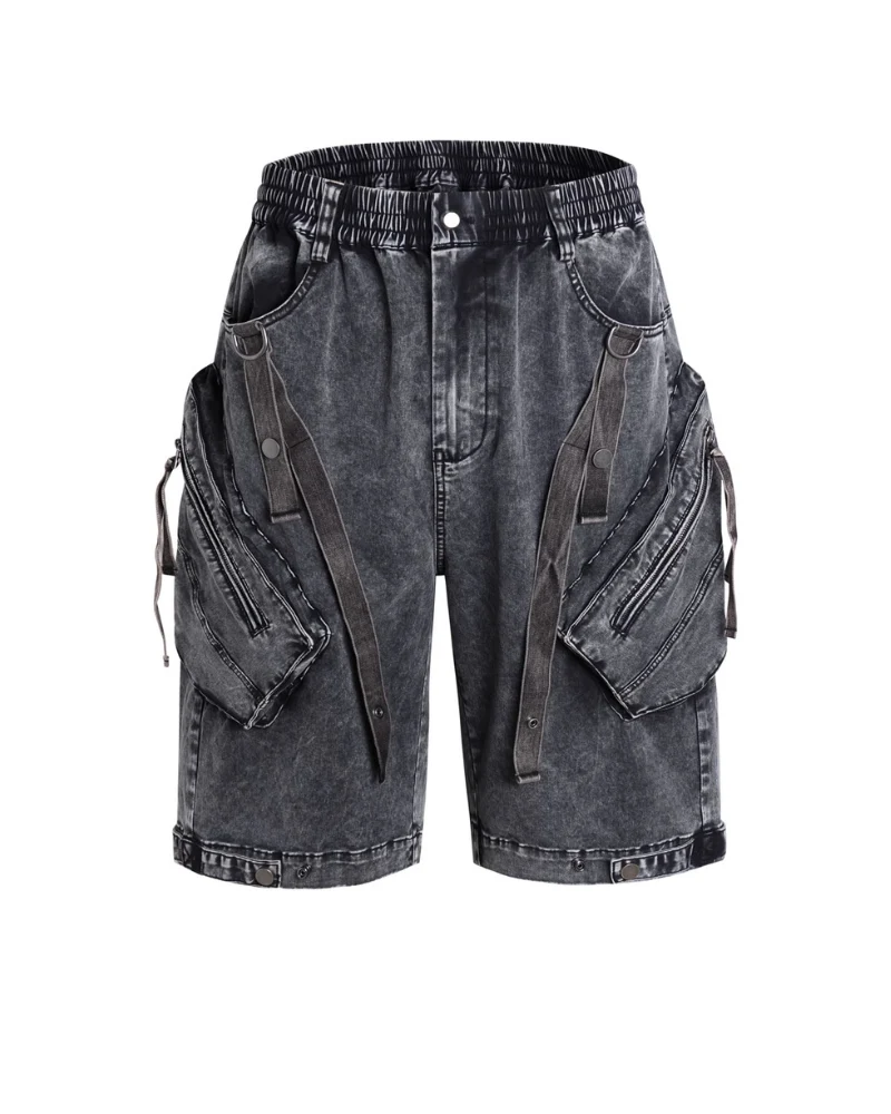 Apocalypse Washed Patchwork Tactical Cargo Shorts | Baggy Jorts