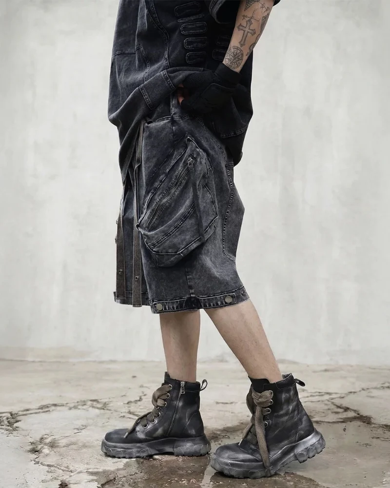 Apocalypse Washed Patchwork Tactical Cargo Shorts | Baggy Jorts