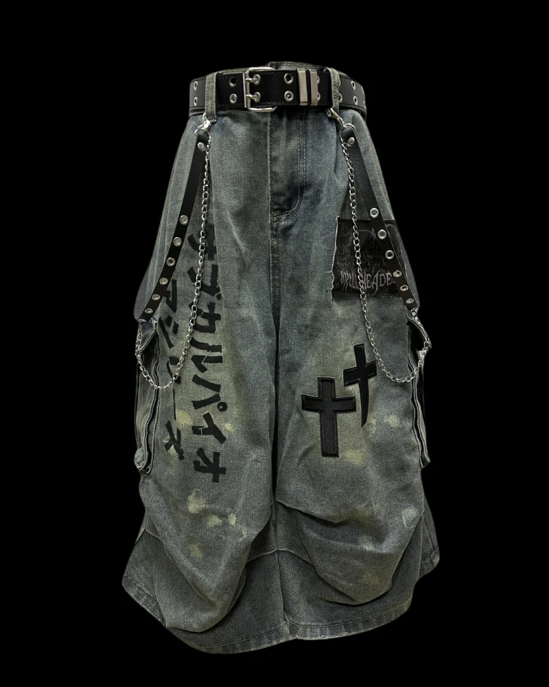 Street Washed Chains Denim Shorts | Baggy Jorts