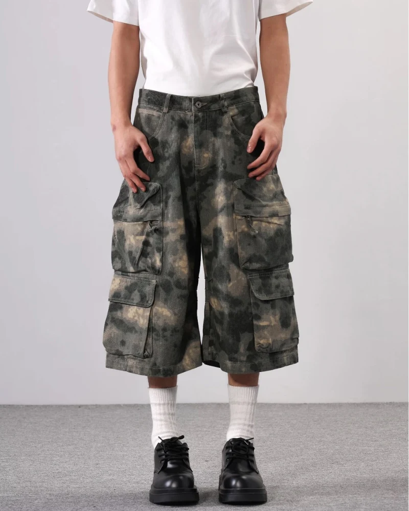 Techwear Denim Style Camo Jorts for Women