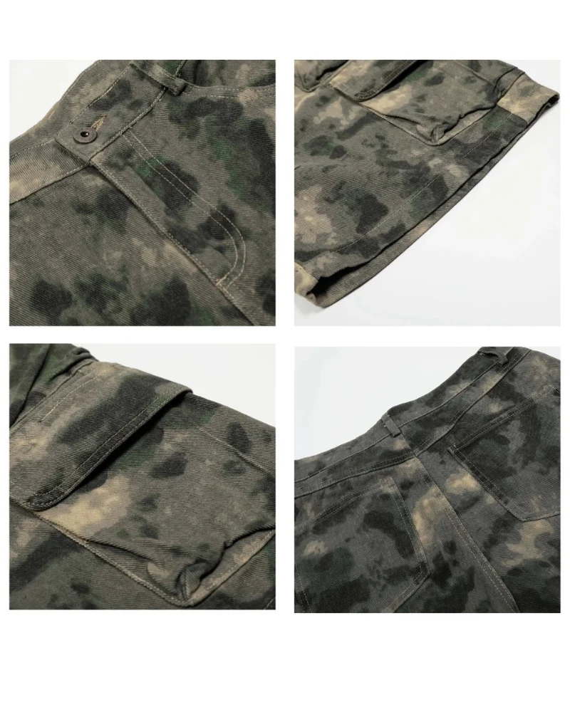 Techwear Denim Style Camo Jorts for Women