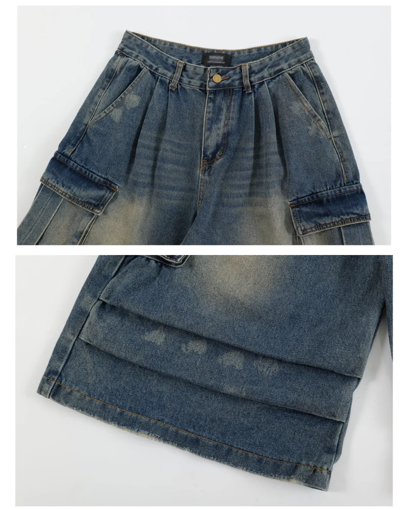 Street Unisex Crinkle Cargo Baggy Jorts