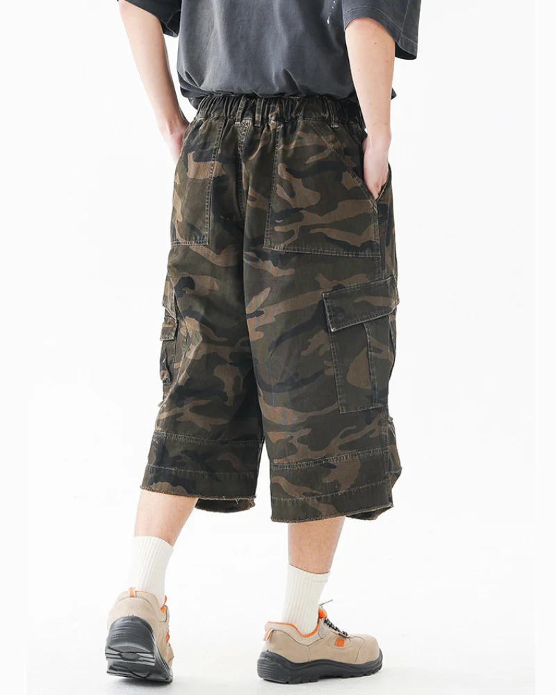Streetwear Denim Style Baggy Camo Jorts