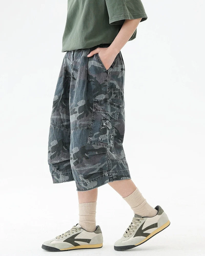 Streetwear Denim Style Baggy Camo Jorts