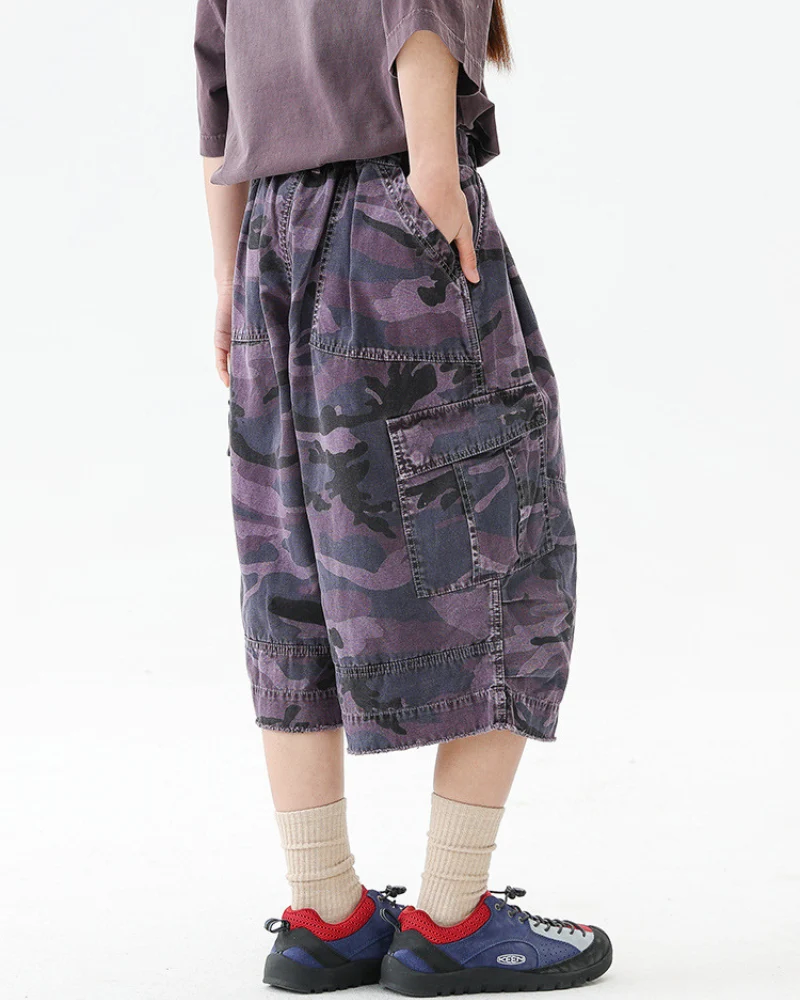 Streetwear Denim Style Baggy Camo Jorts