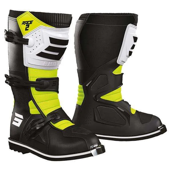 SHOT RACE 2 KID BOTAS DE MOTO NEGRO BLANCO NEON AMARILLO